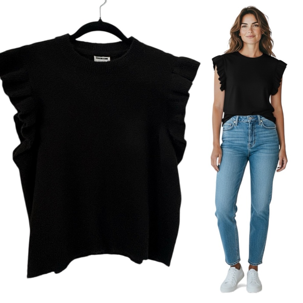 Noisy may Black knit like Short Sleeve Ruffle TopSZ: M/L